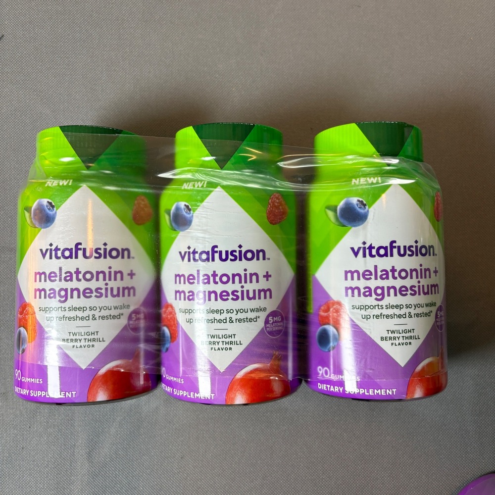 Vitafusion Melatonin + Magnesium 5mg Gummies Twilight Berry Thrill 3 Pack 90ct